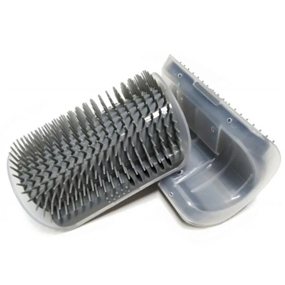 2 Pack Softer Self Groomer with Catnip Wall Corner Massage Comb Scratcher, Gray